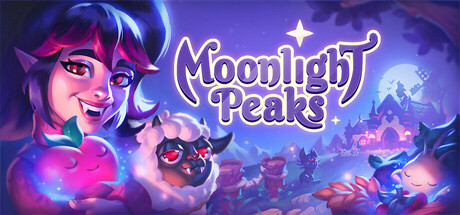 Moonlight Peaks Steam store capsule art showing the vampire farm and gothic manor.